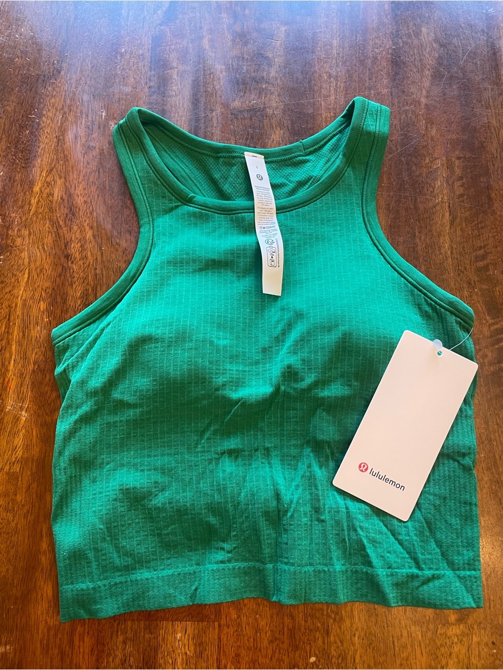 NWT Lululemon Ebb to Street Cropped Racerback Tank Green Size 6 B/C Cup